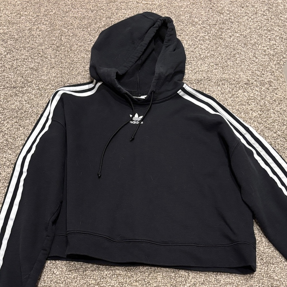Adidas Black Hoodie with White Accents